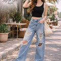 ✨ Authentic Korean High-Waist Ripped Jeans