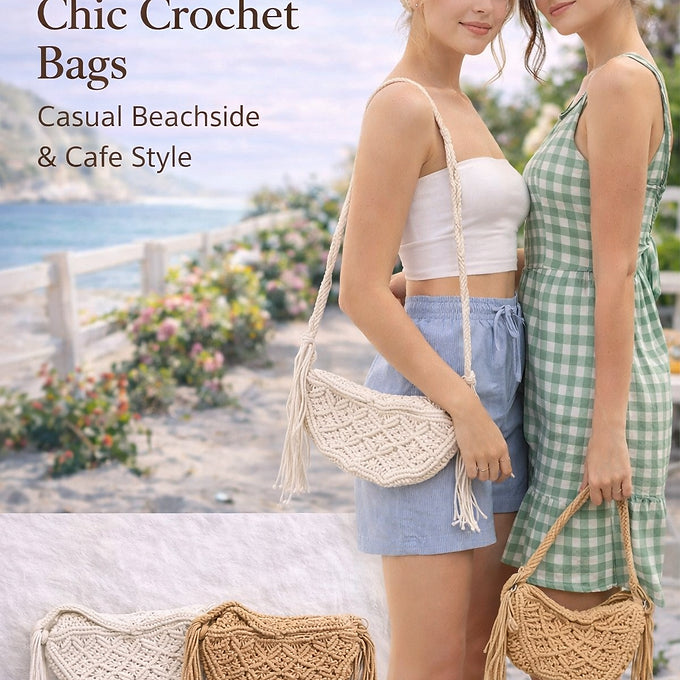 🌿 Stylish Girl Handwoven Crochet Crossbody Bag